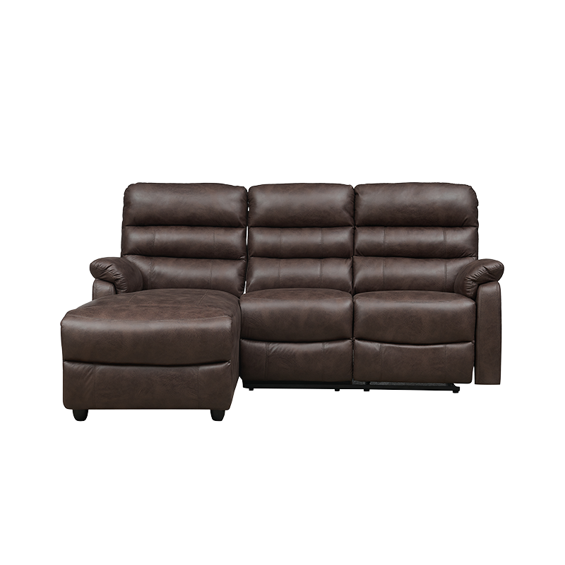 Sofa modular tiga dudukan kulit nyaman berbentuk L dengan ottoman