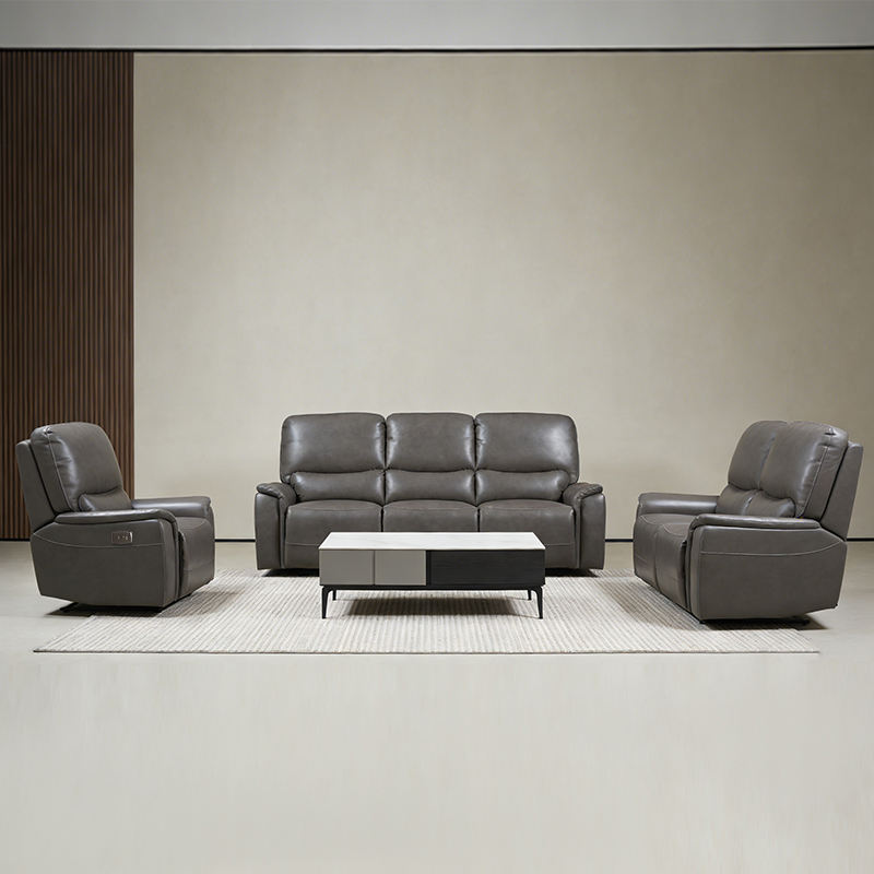 Set sofa kursi malas bertenaga kulit faks desain modular