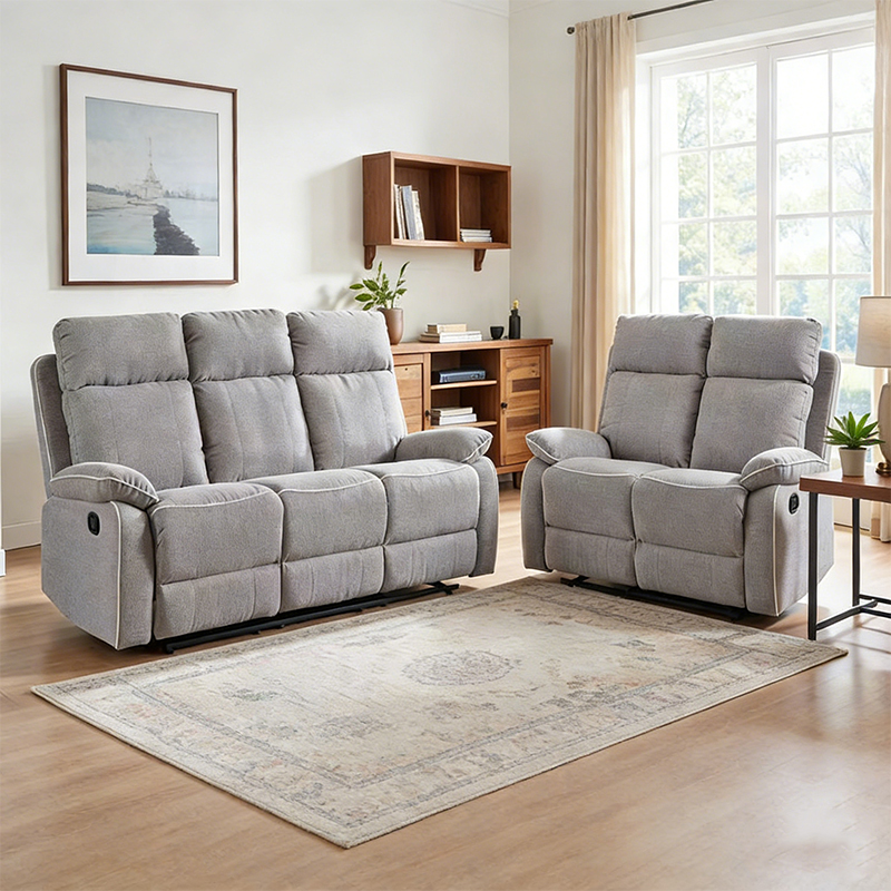 Set Sofa Berbaring Manual Pencocokan Kain 2 Potong