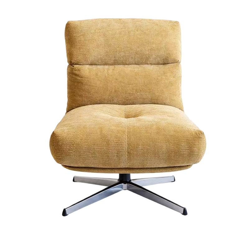 Kursi Ruang Tamu Putar Kain Modern Bingkai Logam Mewah Kursi Sofa Santai Tunggal Perabot Ruang Keluarga